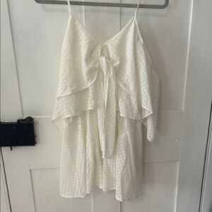 White checkered cold shoulder romper